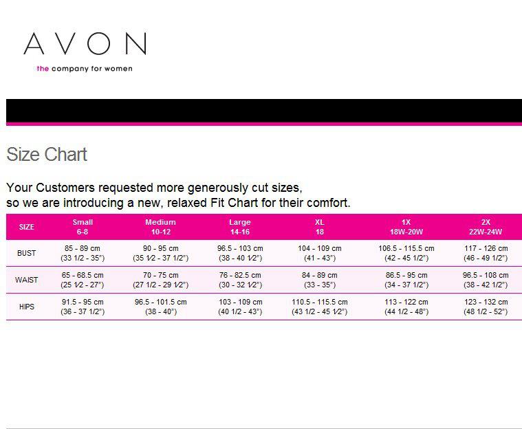 Avon Clothing Size Chart